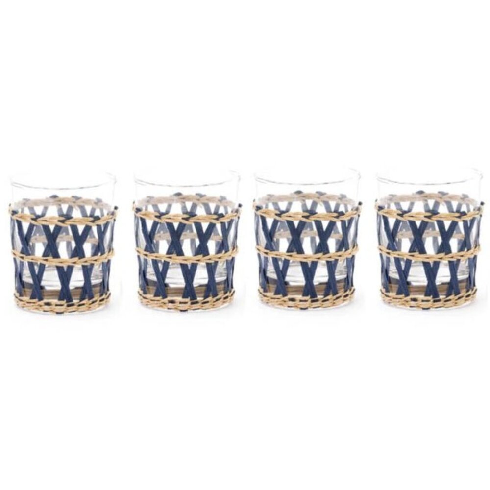 Amanda Lindroth Island Wrapped Navy Tumblers - Set of 4